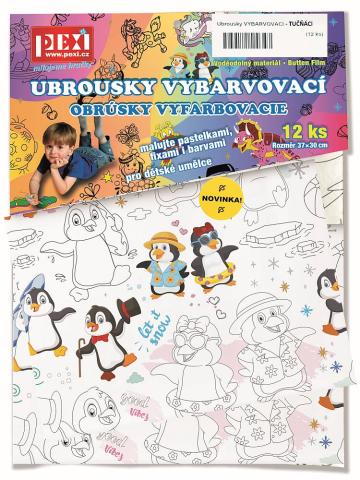 Omalovánky - Vybarvovací ubrousky - Tučňáci 12ks